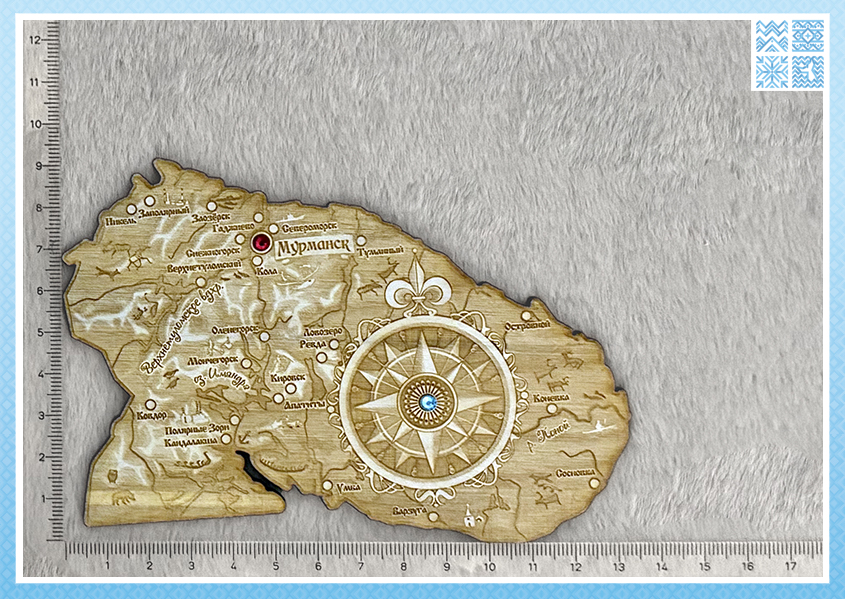 Фигурный деревянный магнит «Карта Кольского полуострова» — изображение 2
