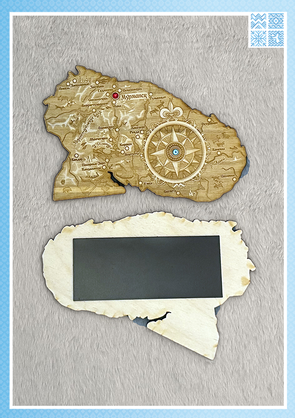 Фигурный деревянный магнит «Карта Кольского полуострова» — изображение 3
