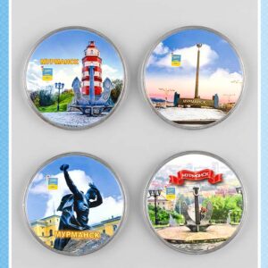 Серия круглых акриловых магнитов «Мурманск» (диаметр 66 мм)