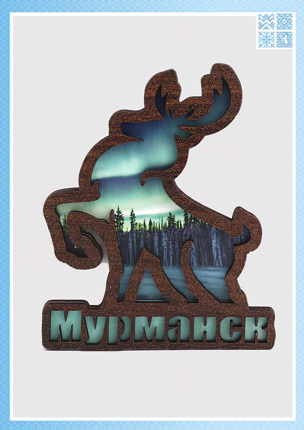 Деревянный двухслойный магнит «Олень» венге
