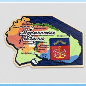 Магнит деревянный «Карта Мурманской области»
